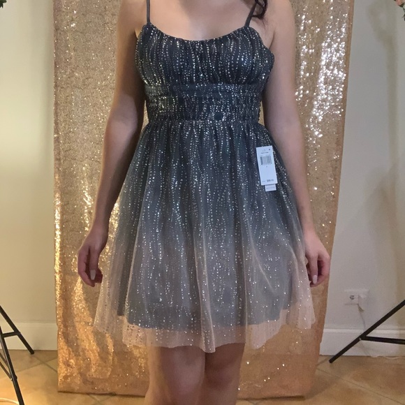 Teeze Me Juniors' Ombré Glitter Tulle Dress - Picture 4 of 11